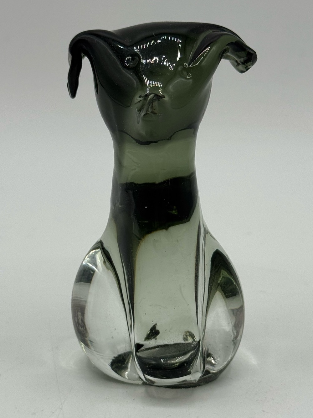 Vintage Handblown Art Glass Dog Figurine Smoke
